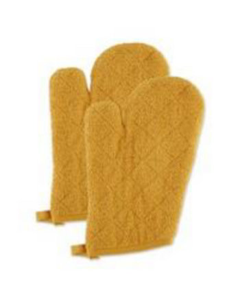 Basic Terry Collection 100% Cotton Quilted, Oven Mitt, Honey Gold, 2 Piece Design Imports
