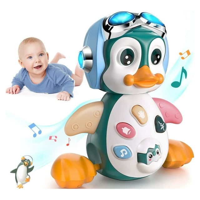 MOONTOY Musical Toys for Toddlers 1-3, Penguin Crawling Baby Toys 6 to 12 Months, Early Learning Educational Toy with Light & Sound, Birthday Toy for Infant Toddler Boy Girl 7 8 9 10 11 Month 1-2 Year MOONTOY