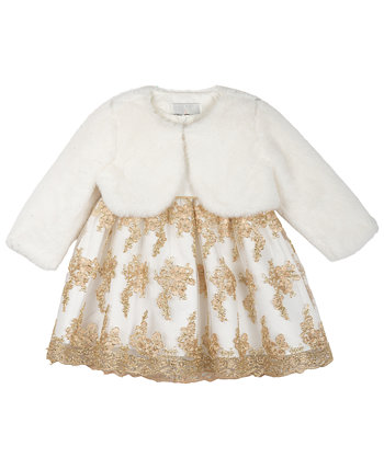 Платье для маленьких девочек и куртка из искусственного меха, комплект из 2 предметов Rare Editions