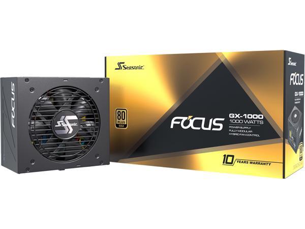 Seasonic FOCUS GX-1000, 1000 Вт, 80+ Gold, полностью модульный, управление вентилятором в безвентиляторном, бесшумном режиме и режиме охлаждения, 10-летняя гарантия, идеальный блок питания для игр и различных приложений, SSR-1000FX. SeaSonic USA