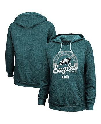 Женский пуловер с капюшоном Midnight Green Philadelphia Eagles Super Bowl LVII Extra Point Tri-Blend Majestic