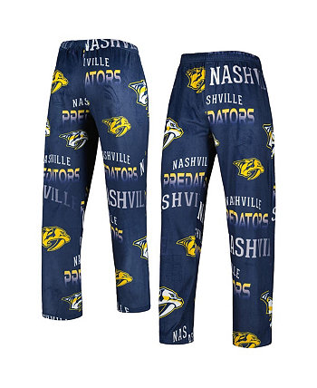Мужские темно-синие пижамные штаны из микрофлиса Nashville Predators Windfall Allover Concepts Sport