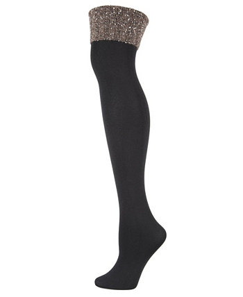 Женские носки выше колена с флисовой подкладкой в рубчик с большим рисунком в рубчик MEMOI
