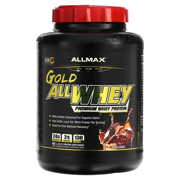 Gold AllWhey, Сывороточный протеин премиум-класса, шоколад, 5 фунтов (2,27 кг) ALLMAX