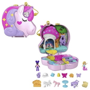 Polly Pocket Unicorn Tea Party Compact Playset with 2 Micro Dolls & Accessories, Travel Toys Polly Pocket