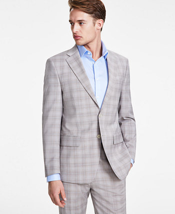 Men's Slim-Fit Wool Blend Stretch Plaid Suit Separate Jacket Calvin Klein