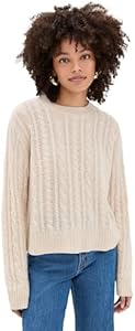 White + Warren Women's Cashmere Cropped Cable Crew Sweater White + Warren