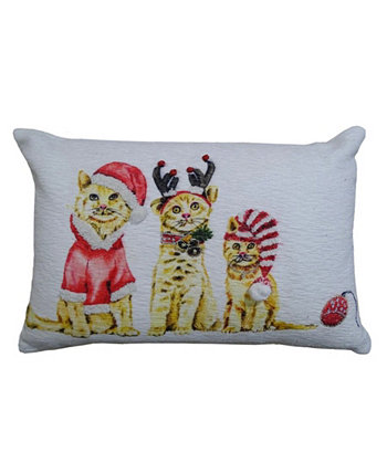 Декоративная подушка «Рождественские коты», 14 x 20 дюймов Vibhsa