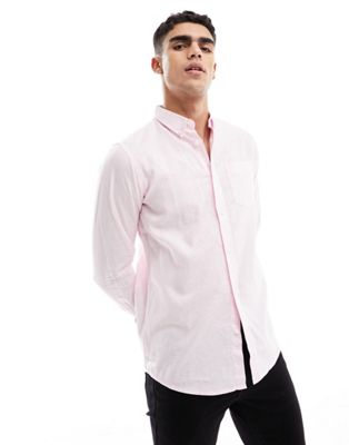 Бледно-розовая льняная рубашка с длинными рукавами French Connection French Connection