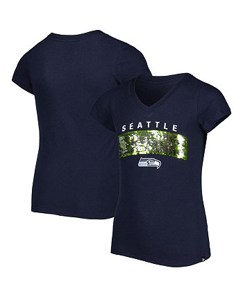 Темно-синяя футболка с v-образным вырезом и надписью Big Girls Seattle Seahawks New Era