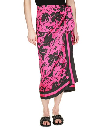 Women's Lush Palm-Print Faux-Wrap Midi Skirt Michael Kors