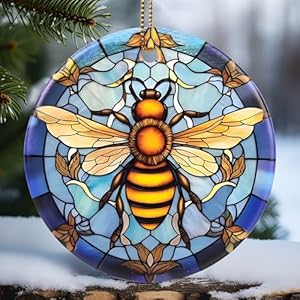 Touber Christmas Ornament, Christmas Decoration, Holiday Present Idea, Heirloom Keepsake, Round Ceramic, Gift Exchange, Gift Idea, Bee Touber