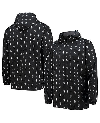 Мужская черная куртка-ветровка с капюшоном и молнией во всю длину Juventus AEROREADY Adidas