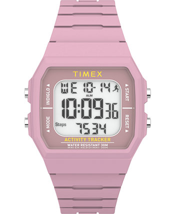 Унисекс цифровые классические силиконовые часы Ironman розовые 40 мм Timex