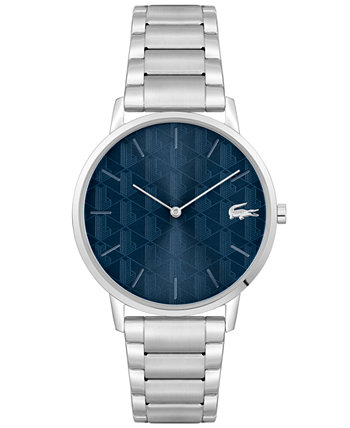 Мужские часы Crocorigin кварцевые серебристые с браслетом из нержавеющей стали 40 мм Lacoste