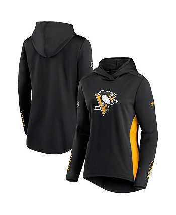 Женский пуловер с капюшоном Pittsburgh Penguins Authentic Pro Locker Room с логотипом черного и золотого цветов Fanatics