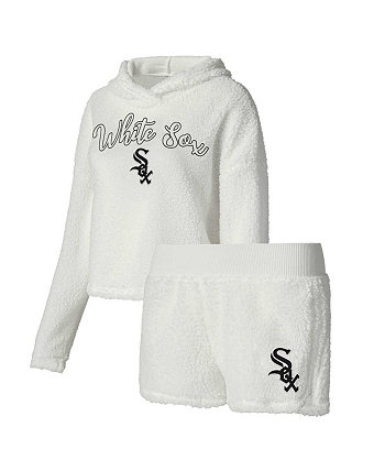 Женский пушистый топ с капюшоном и шорты кремового цвета Chicago White Sox для сна Concepts Sport