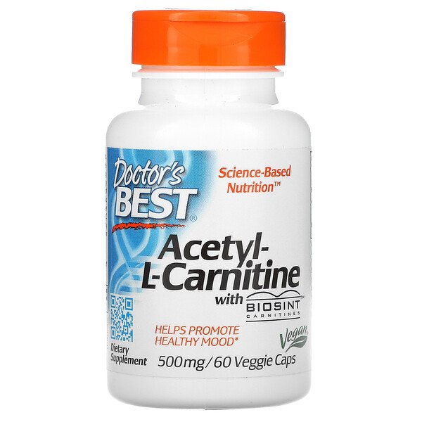 Ацетил-L-карнитин с карнитином Biosint, 500 мг, 60 растительных капсул Doctor's Best