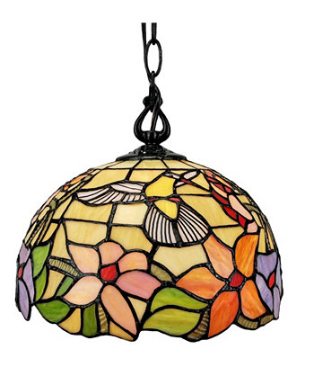 Подвесной светильник в стиле колибри с цветочным рисунком Тиффани Amora Lighting