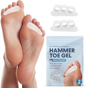 Dr. Frederick's Original Hammer Toe Gels - 2 Pairs - Hammer Toe Support Crest for Women & Men - Joint Realign - Cushion, Support & Temporary Splint - Crooked, Claw, Toe Brace - White - 1 Loop Design Dr. Frederick's Original