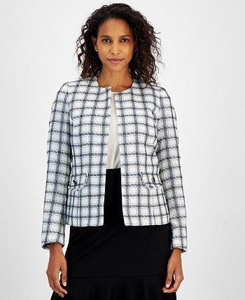 Women's Plaid Open-Front Blazer Kasper