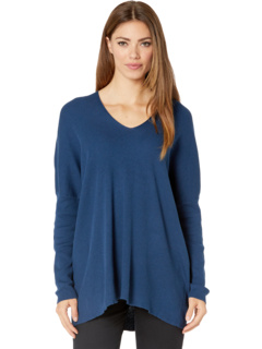 Пуловер с открытыми плечами в рубчик с V-образным вырезом Anne Klein