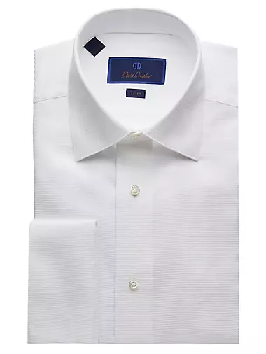 Trim-Fit Horizontal Rib Formal Shirt David Donahue