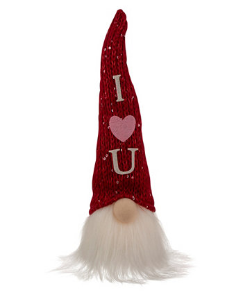 11,5-дюймовая вязаная шапка «I Heart You» со светодиодной подсветкой и фигуркой гнома ко Дню Святого Валентина Northlight