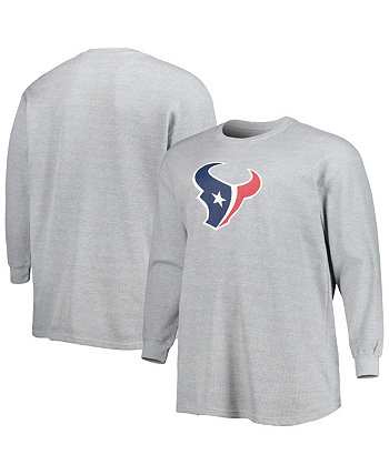 Мужская термо-футболка с длинными рукавами вязки вафельной вязки Houston Texans Big and Tall Heather Grey Houston Texans Fanatics