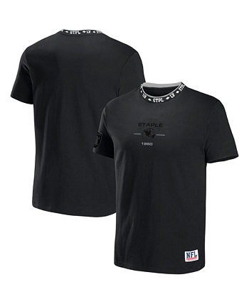 Men's NFL X Staple Black Las Vegas Raiders Embroidered Fundementals Globe Short Sleeve T-shirt NFL