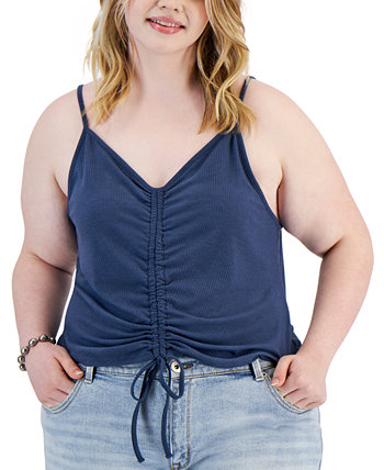 Trendy Plus Size Drawstring Ruched Tank Love, Fire