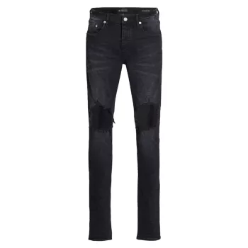 Прямые узкие джинсы с эффектом потертости P002 Blowout Knees Purple