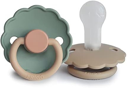 FRIGG Daisy Night SilkySoft Silicone Baby Pacifier | Made in Denmark | BPA-Free (Blush/Cream, 6-18 Months) Frigg