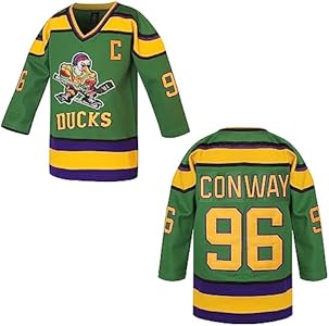 Youth Ducks Jersey 96 Charlie Conway Adam Banks Mighty Duck Shirt Movie Ice Hockey Jersey for Boys' S-XL MESOSPERO