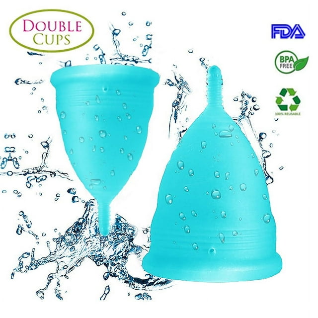 Howarmer Menstrual Cups, Reusable Period Cup for Beginners | Tampons & Pads Alternative, FDA Approved Silicone Menstrual Cup Set | Double Cups (Regular and Heavy Flow) - Blue Howarmer