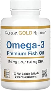 California Gold Nutrition Omega-3 Premium Fish Oil, Concentrated Formula with EPA & DHA, Support for Optimal Lipid Profile & Immune System, Gluten Free, Non-GMO, 100 Fish Gelatin Softgels (Мягкие капсулы) - 2 Pack California Gold Nutrition