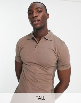 Коричневая рубашка-поло в стиле колор-блок Bolongaro Trevor Tall BOLONGARO TREVOR