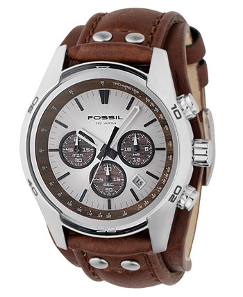 Мужские коричневые часы с кожаным ремешком Decker CH2565 Fossil