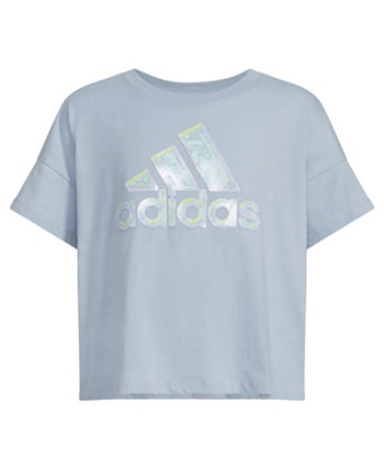 Свободная футболка-коробка с короткими рукавами для больших девочек Adidas