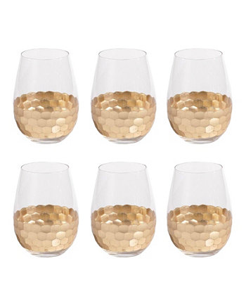 Daphne Gold Stemless Goblets, Set of 6 American Atelier