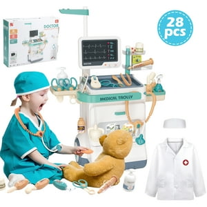 Zacro Doctor Kit for Kids, 28PCS Pretend Medical Station Toy Set for Boys & Girls, Mobile Cart with Lights Doctor Role Play Toys for Toddler Kids 3-8 Years Old Zacro