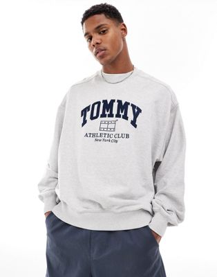 Tommy Jeans unisex boxy crew neck sweatshirt in silver gray Tommy Jeans