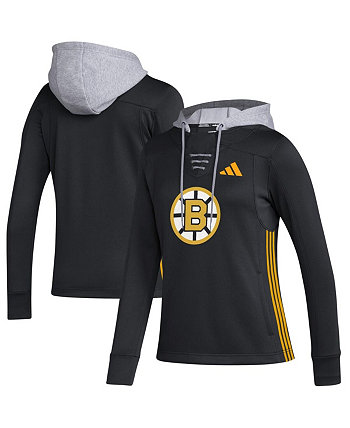 Женский черный пуловер с капюшоном Boston Bruins Refresh Skate Lace AEROREADY Adidas
