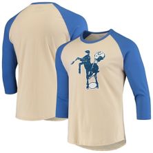 Мужская футболка Majestic Threads Cream / Royal Indianapolis Colts Gridiron Classics с регланом и рукавами 3/4 Majestic
