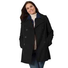 Woman Within Women's Plus Size Wool-blend Double-breasted Peacoat Woman Within