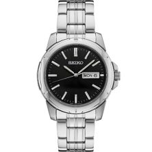 Мужские часы Seiko Essential из нержавеющей стали с черным циферблатом - SUR355 Seiko