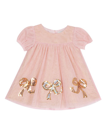 2-цветное сетчатое плавающее платье с бантом и блестками для девочек для маленьких девочек Rare Editions