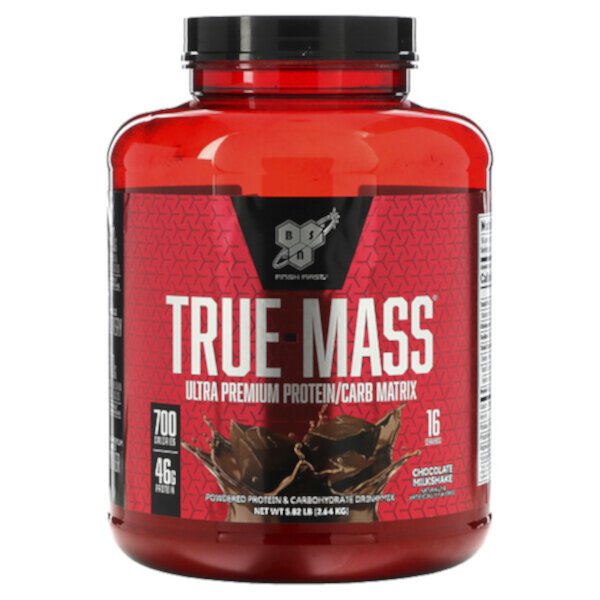 True-Mass, Ultra Premium Protein/Carb Matrix, молочно-шоколадный коктейль, 5,82 фунта (2,64 кг) BSN