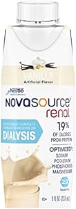 Нутритивная формула NOVASOURCE RENAL для пациентов на ДИАЛИЗЕ, 22 г белка, 475 калорий, 8 унций (24 шт) Novasource