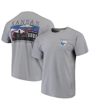 Мужская серая футболка Kansas Jayhawks Comfort Colours Campus Scenery Image One